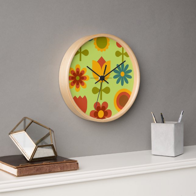 Retro-Blume-Uhr - natürlich Uhr (Büro)