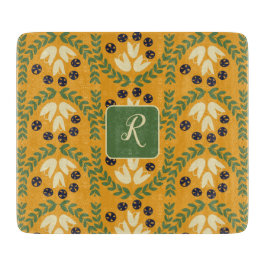 Retro-Blume und Leaf-Monogramm-Schneidplatte Schneidebrett