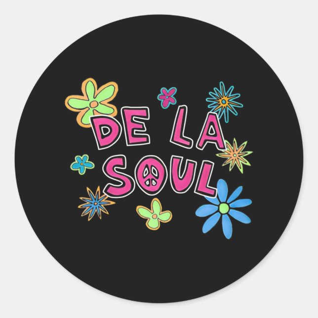 Retro-Blume und Soul Music Liebe Tribute Runder Aufkleber (Vorderseite)