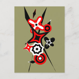 Retro-Blume und Stars Postkarte