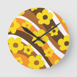 Retro Blume Wave #1 #retro #decor #art Runde Wanduhr