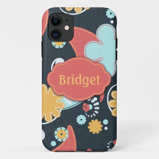 Retro Blumen - addieren Sie einen Namen - Case-Mate iPhone Hülle (Rückseite)