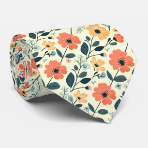 Retro-Blumen auf Zitronengelb Krawatte