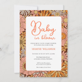 Retro-Blumen-Baby-Shower-Einladung Einladung