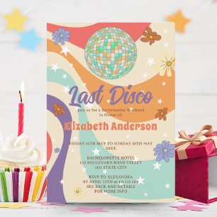 Retro-Blumen-Disco-Junggesellinnen-Abschiedsparty Einladung