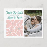 Retro-Blumen-Foto-Hochzeit 'Bitte vormerken'-Karte