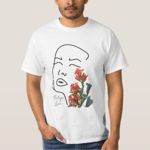 Retro-blumen Frauengesicht Eine-Linien-Zeichnung B T-Shirt