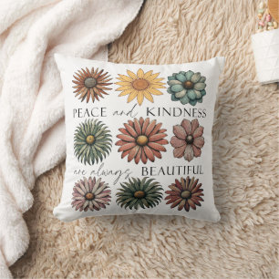 Retro-Blumen-Frieden und Freundlichkeit Kissen