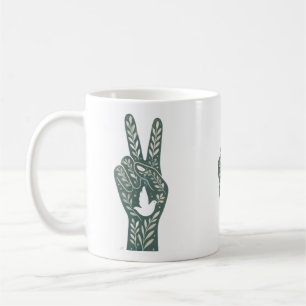 Retro-Blumen-Friedenszeichen & Tauben-Kunst Botan Kaffeetasse