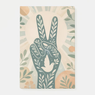 Retro-Blumen-Friedenszeichen & Tauben-Kunst Botan Post-it Klebezettel