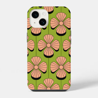 Retro-Blumen-Geometrie-Muster - Rosa Blütenblätter iPhone 14 Hülle