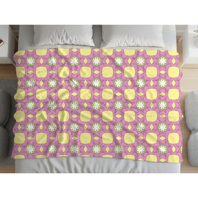 Retro-blumen geometrisches Muster Fleecedecke (Von Creator hochgeladen)