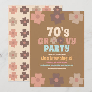 Retro-Blumen Groovy-Boho-Geburtstag Einladung