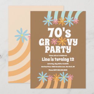 Retro-Blumen Groovy-Teenager-Geburtstag Einladung