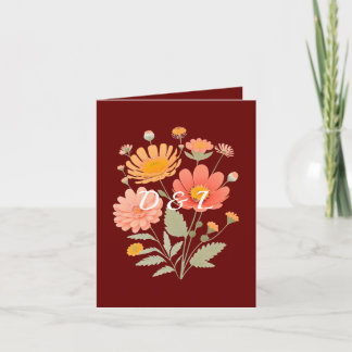 Retro-Blumen-Hochzeitseinladung mit Falz Einladung