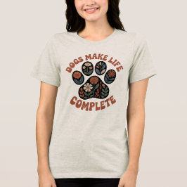 Retro-Blumen-Hundepfote Tri-Blend Shirt
