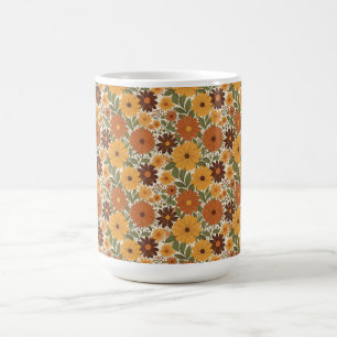 Retro-Blumen im Stil der 70er Kaffeetasse