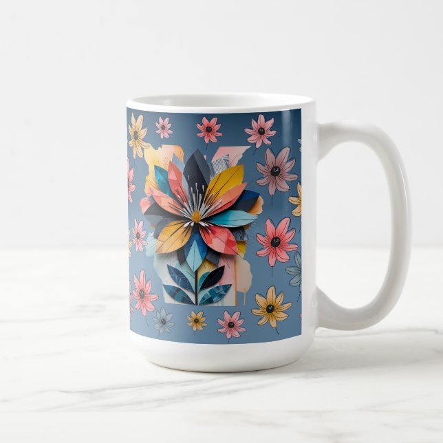 Retro-Blumen-Kaffeetasse 15oz Kaffeetasse (Rechts)