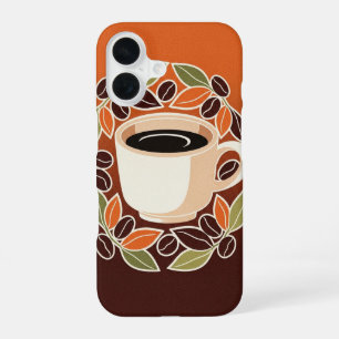 Retro-Blumen-Kaffeetasse iPhone 16 Hülle