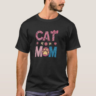 Retro-Blumen-Katzchen-Mama - Vintage Katzenliebhab T-Shirt