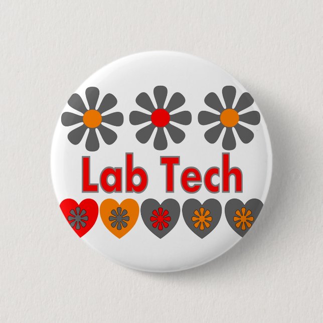 RETRO Blumen LabradorTech Button (Vorderseite)