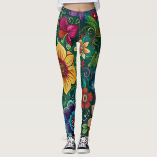 Retro-Blumen-Leggings Leggings
