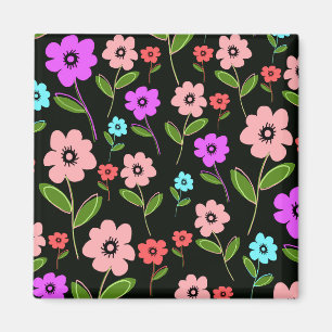 Retro Blumen Magnet