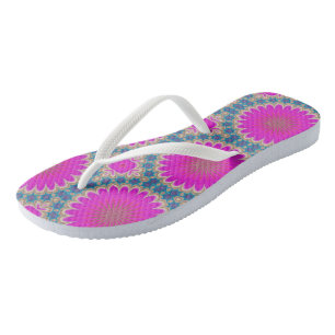 Retro-Blumen-Mandala-Psychedelische Blume Flip Flops