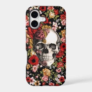 Retro-Blumen mit Totenkopf-Muster