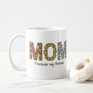 Retro-Blumen-MOM-Freundschafts-Schriftzug-Design Kaffeetasse