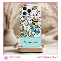 Retro-Blumen-Monogramm mit Hummel-Muster