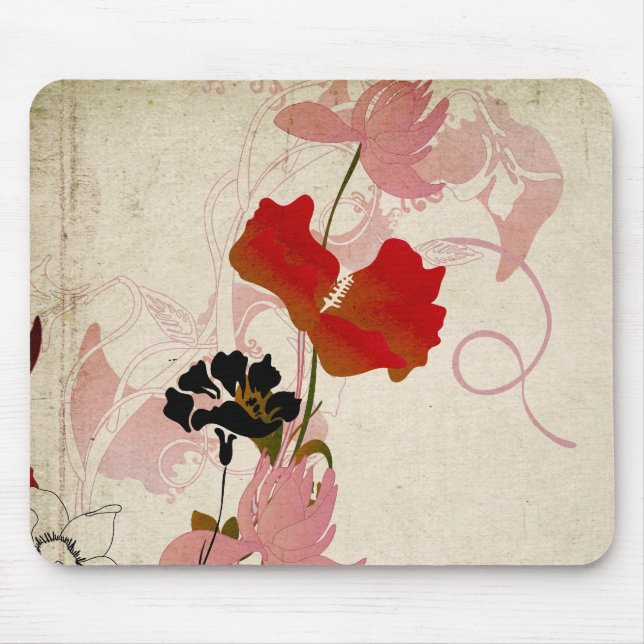 Retro Blumen Mousepad (Vorne)