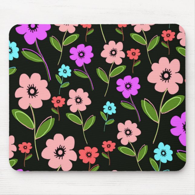 Retro Blumen Mousepad (Vorne)