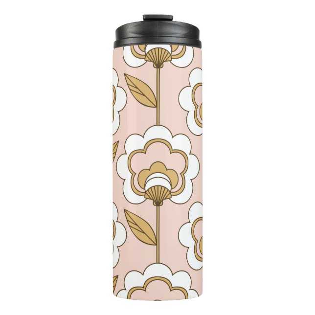 Retro Blumen: nahtlos Vintages Muster. Thermosbecher (Vorderseite)