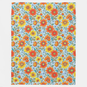 Retro-Blumen-Nahtloses Muster Fleecedecke