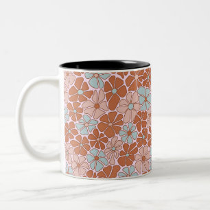 Retro-Blumen-Nahtloses Muster Zweifarbige Tasse