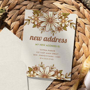 Retro-Blumen Neue Adress-Mitteilung zum Umzug Postkarte
