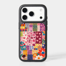 Retro-Blumen-Patchwork-iPhone-17-Pro-Hülle