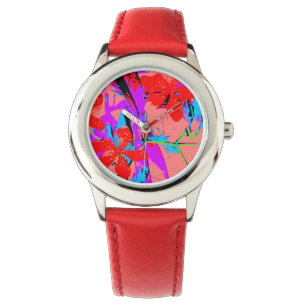 Retro-Blumen rosa Armbanduhr