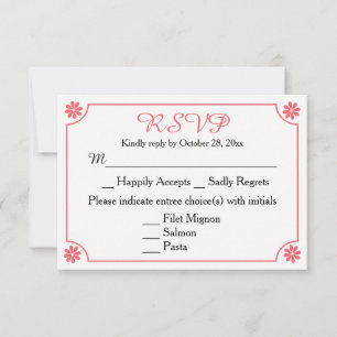 Retro-Blumen-RSVP-Rosa- und weiße Blumenhochzeit RSVP Karte