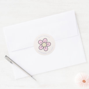 Retro-Blumen-Rücksendeetikett Runder Aufkleber
