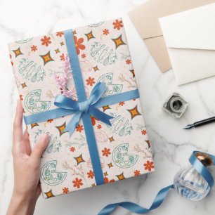 Retro-Blumen-Schnellimbiss-Muster Geschenkpapier