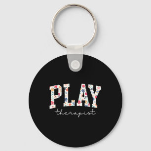 Retro-Blumen-Spieltherapeut Mental Health Professi Schlüsselanhänger