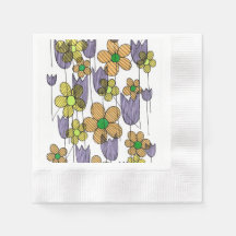 Retro-Blumen-Strichzeichnung Muster Papiertücher
