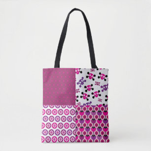 Retro-Blumen-Totenkopf-Polka-Punkt Tasche
