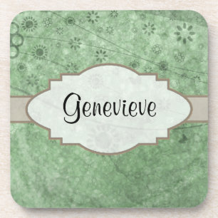 Retro Blumen und Schmetterlinge Aqua.png Getränkeuntersetzer