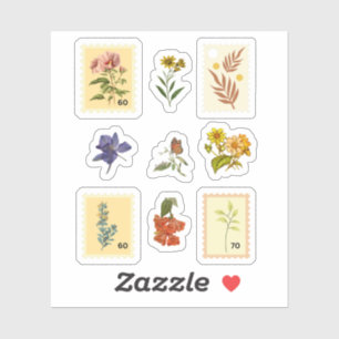 Retro-Blumen und Stempel für Scrapbooking Aufkleber