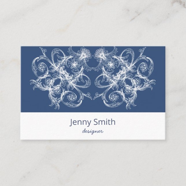 Retro Blumenbarock Visitenkarte (Vorderseite)