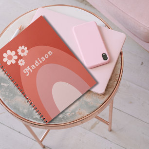 Retro-Blumenbogen mit personalisiertem Namen Notizblock