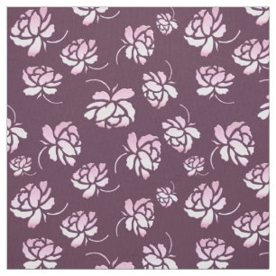 Retro Blumenburgunder-Muster Stoff